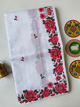 Lustrous Off White Embroidery Work Tussar Silk Saree With Beguiling Blouse Piece