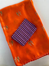Supernal Orange Embroidery Work Crush Silk Saree With Breathtaking Blouse Piece