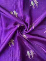 Desuetude Purple Embroidery Work Crush Silk Saree With Classy Blouse Piece