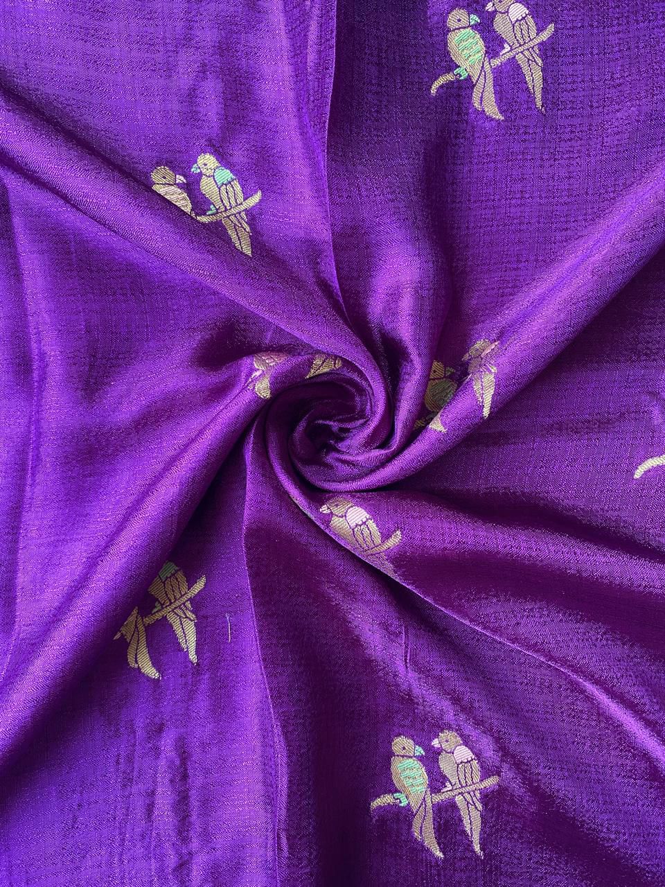 Desuetude Purple Embroidery Work Crush Silk Saree With Classy Blouse Piece
