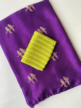 Desuetude Purple Embroidery Work Crush Silk Saree With Classy Blouse Piece