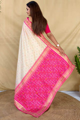 Rhapsodic Beige Pure Zari Weaving Banarasi Silk Saree With Assemblage Blouse Piece