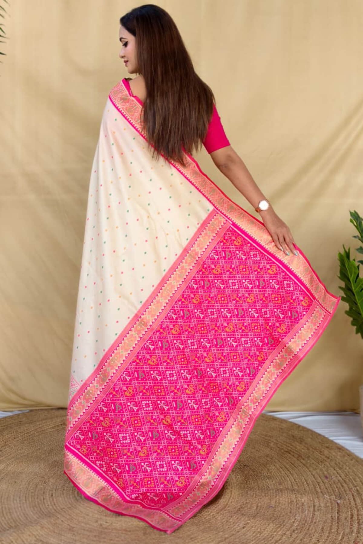 Rhapsodic Beige Pure Zari Weaving Banarasi Silk Saree With Assemblage Blouse Piece