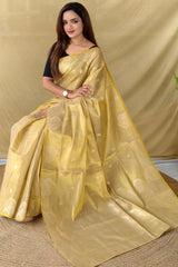 Magnificat Beige Banarasi Tissue Silk Saree With Proficient Blouse Piece