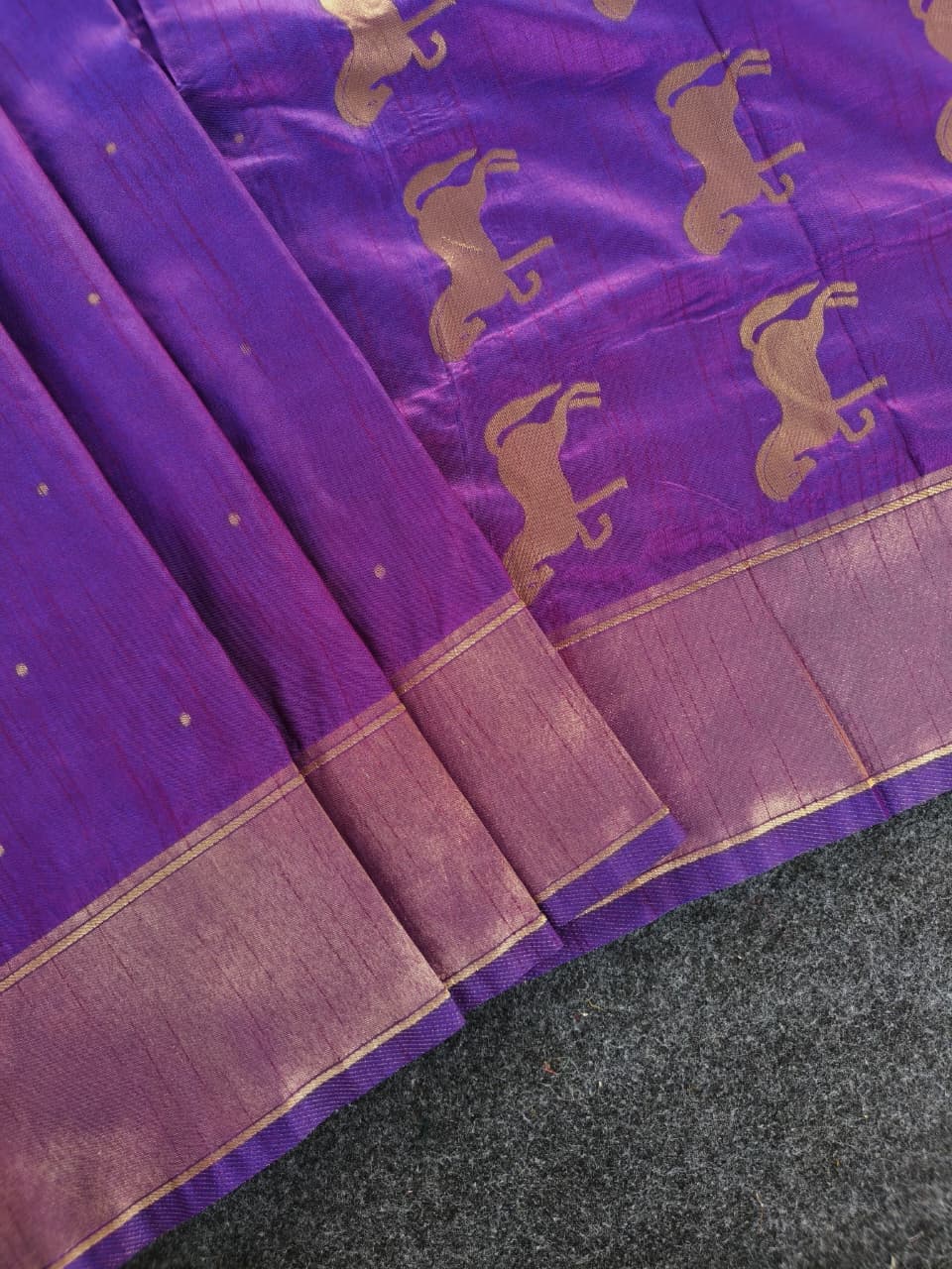 Woebegone Purple Pure Zari Weaving Banarasi Silk Saree With Palimpsest Blouse Piece