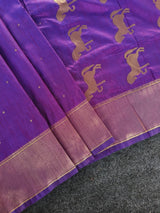 Woebegone Purple Pure Zari Weaving Banarasi Silk Saree With Palimpsest Blouse Piece