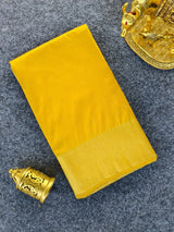 Mellifluous Yellow Pure Zari Weaving Banarasi Silk Saree With Magnificat Blouse Piece