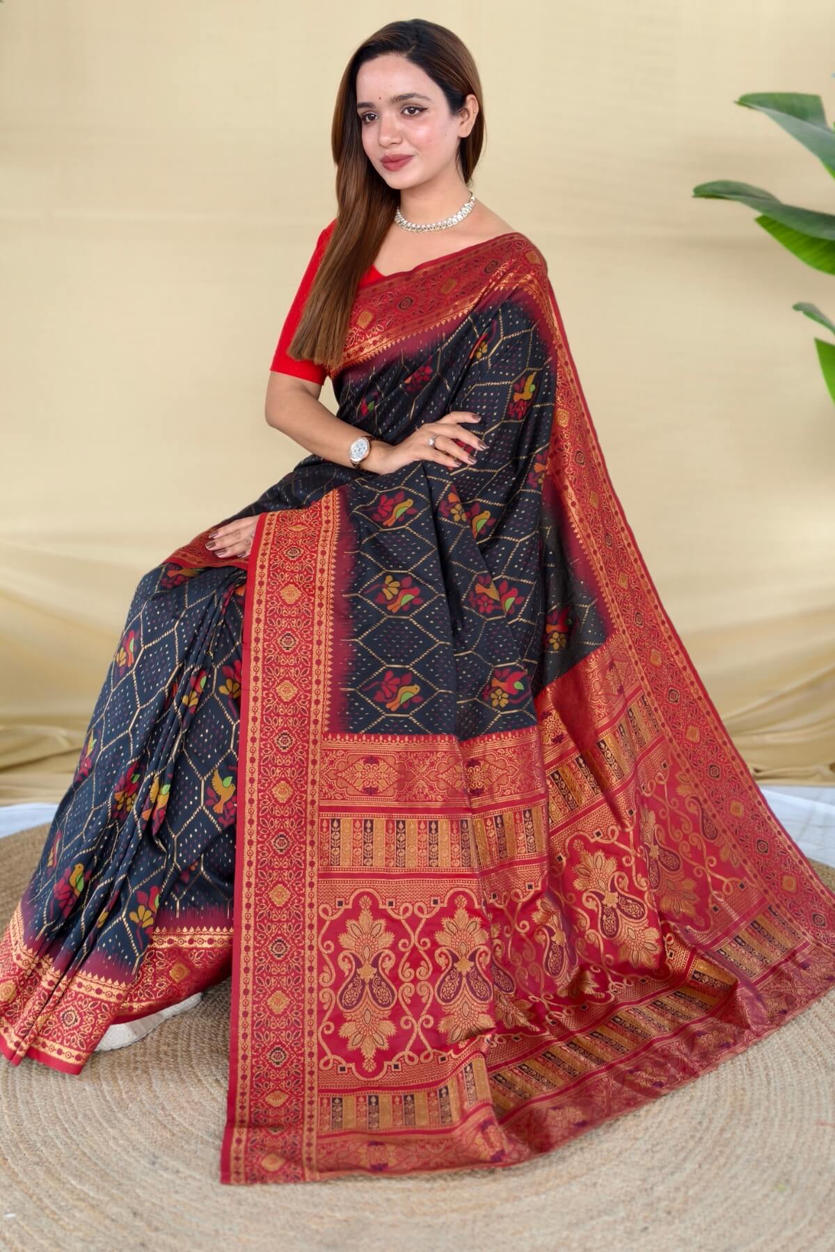 Alluring Black Pure Zari Weaving Banarasi Silk Saree With Propinquity Blouse Piece