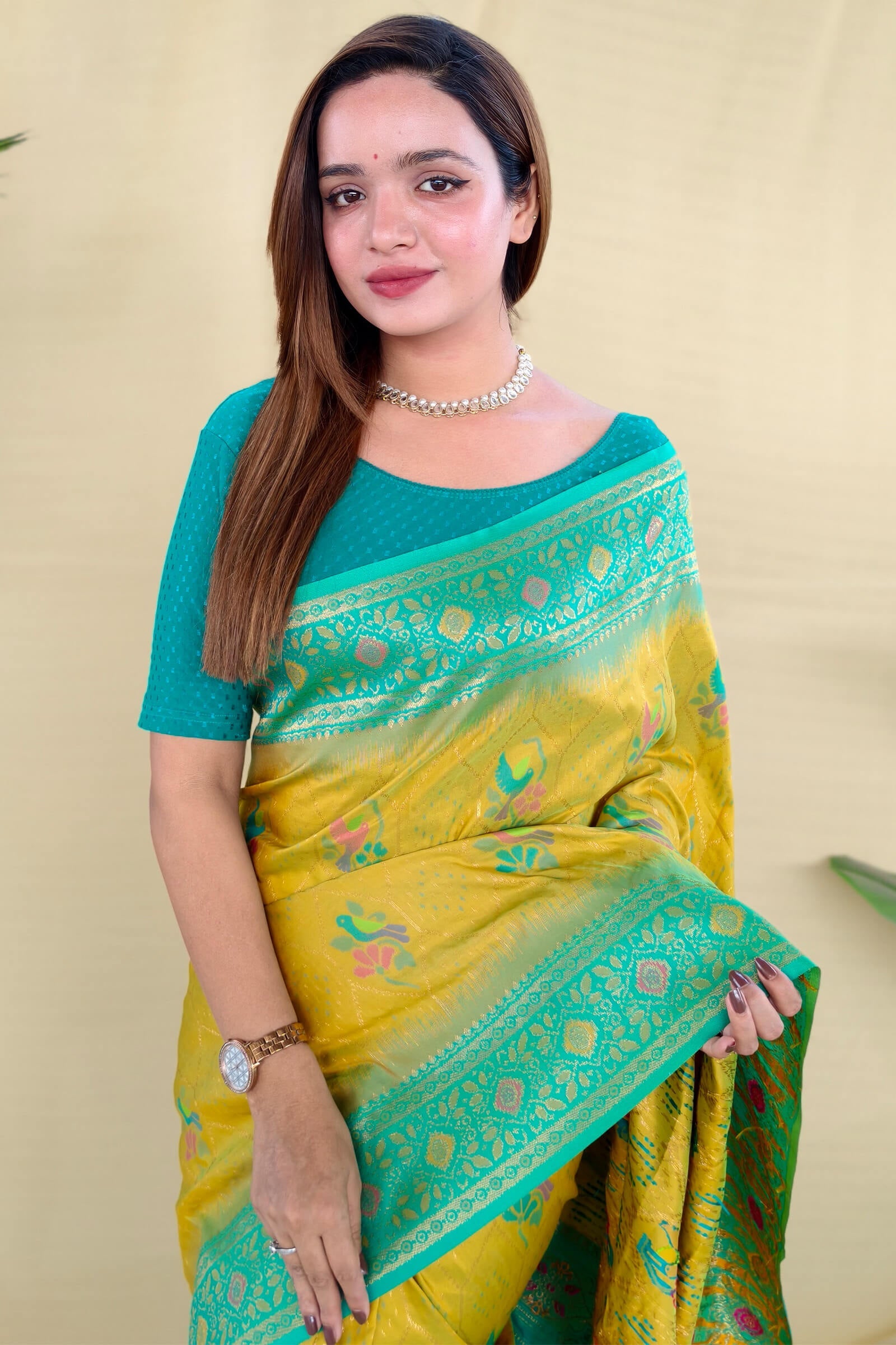 Scrupulous Mustard Pure Zari Weaving Banarasi Silk Saree With Imaginative Blouse Piece