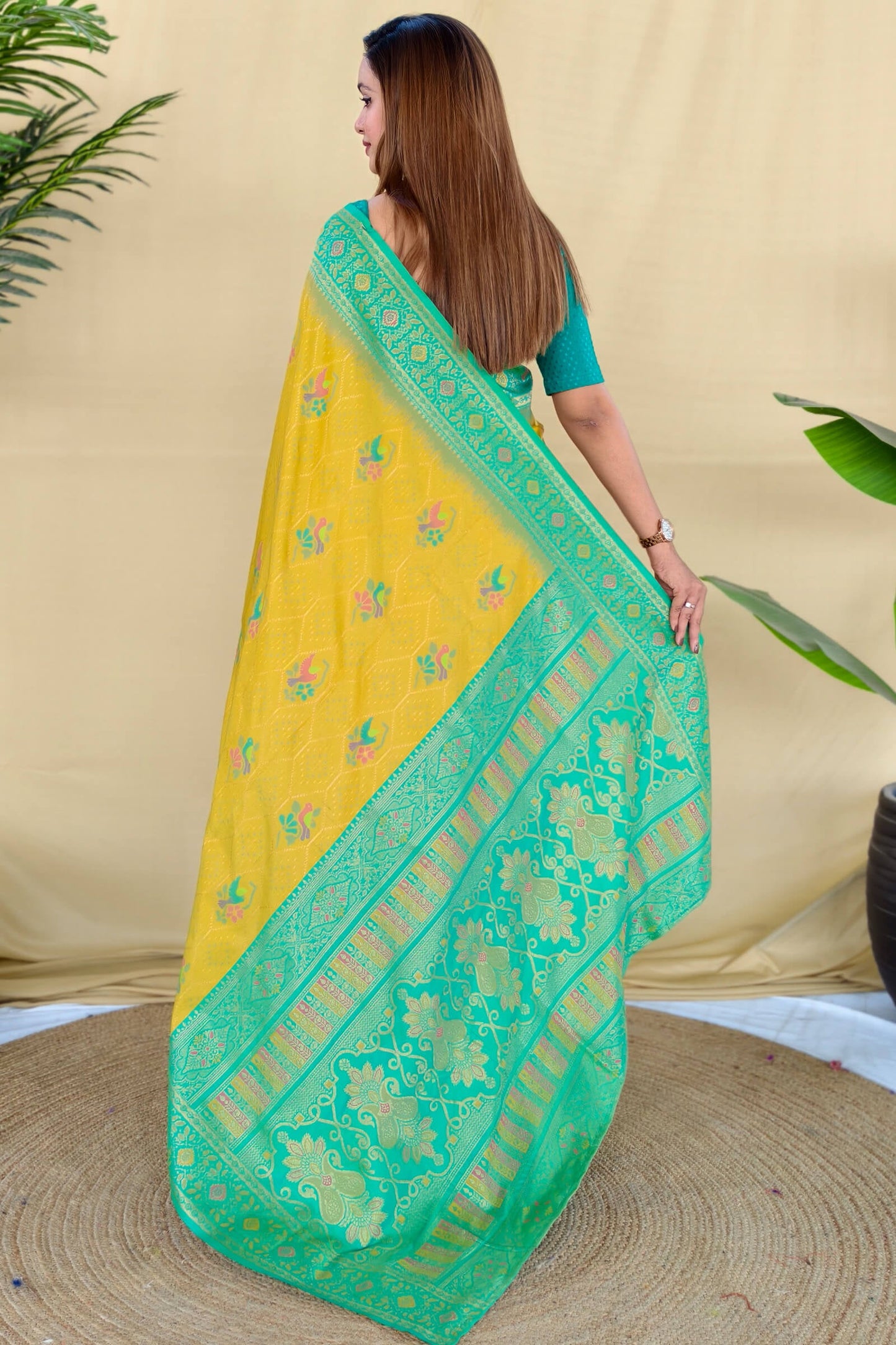 Scrupulous Mustard Pure Zari Weaving Banarasi Silk Saree With Imaginative Blouse Piece