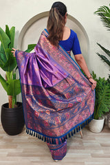 Chatoyant Lavender Soft Banarasi Silk Saree With Resonant Blouse Piece