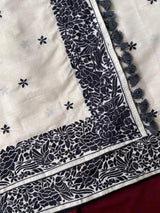 Demanding Off White Embroidery Work Tussar Silk Saree With Pleasurable Blouse Piece