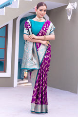 Precious Purple Soft Banarasi Silk Saree With Elegant Blouse Piece