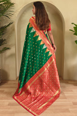 Precious Green Soft Banarasi Silk Saree With Elegant Blouse Piece