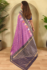 Precious Lavender Soft Banarasi Silk Saree With Elegant Blouse Piece