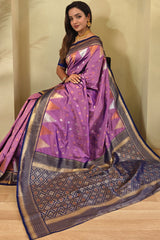 Precious Lavender Soft Banarasi Silk Saree With Elegant Blouse Piece