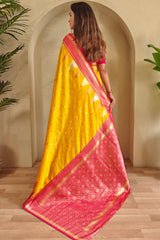 Precious Yellow Soft Banarasi Silk Saree With Elegant Blouse Piece