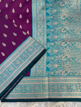 Ratatouille Purple Soft Banarasi Satin Silk Saree With Chatoyant Blouse