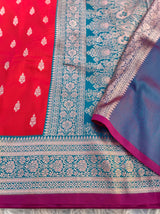 Stunning Red Soft Banarasi Satin Silk Saree With Majestic Blouse