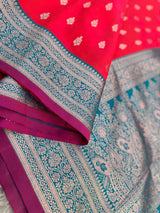 Stunning Red Soft Banarasi Satin Silk Saree With Majestic Blouse