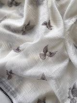 Amazing Off White Embroidery Work Crush Silk Saree With Improbable Blouse Piece