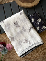 Amazing Off White Embroidery Work Crush Silk Saree With Improbable Blouse Piece