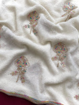 Arresting Off White Sequence Work Crush Silk Saree With Luxuriant Blouse Piece