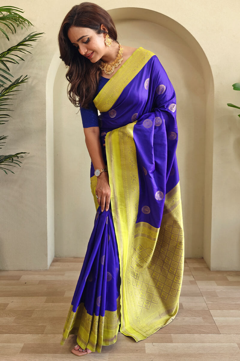 Charismatic Royal Blue Soft Banarasi Silk Saree With Energetic Blouse Piece