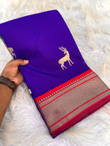 Pretty Royal Blue Pure Zari Weaving Banarasi Silk Saree With Transcendent Blouse Piece