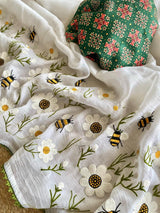 Ephemeral Off White Embroidery Work Crush Silk Saree With Mellifluous Blouse Piece