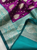 Pretty Purple Banarasi Satin Silk Saree With Majestic Blouse