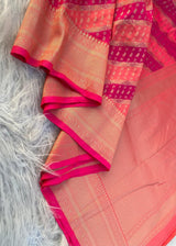 Pleasant Dark Pink Soft Banarasi Silk Saree With Beauteous Blouse Piece