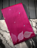 Dulcet Dark Pink Pure Zari Weaving Banarasi Silk Saree With Splendorous Blouse Piece