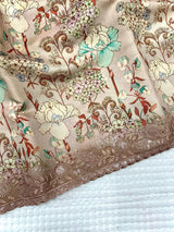 Desultory Brown Embroidery Work Tussar Silk Saree With Innovative Blouse Piece