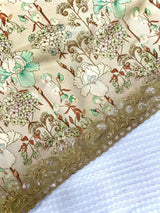 Elaborate Mustard Embroidery Work Tussar Silk Saree With Preferable Blouse Piece