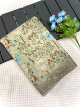 Prodigal Pista Embroidery Work Tussar Silk Saree With Gratifying Blouse Piece