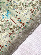 Prodigal Pista Embroidery Work Tussar Silk Saree With Gratifying Blouse Piece