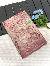 Cynosure Wine Embroidery Work Tussar Silk Saree With Flaunt Blouse Piece