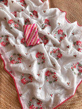 Jubilant Off White Embroidery Work Crush Silk Saree With Admirable Blouse Piece