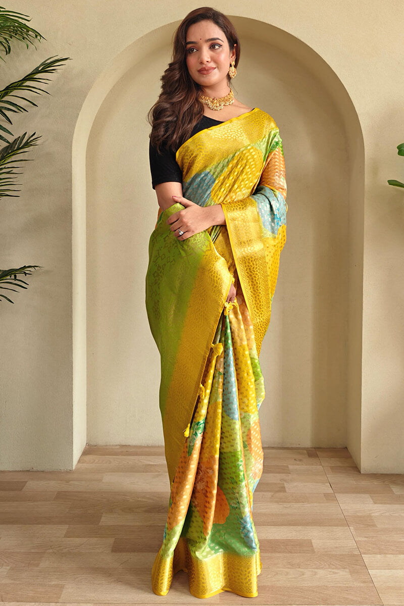 Lissome Multicolor Digital Printed Georgette Saree With Fancifull Blouse Piece