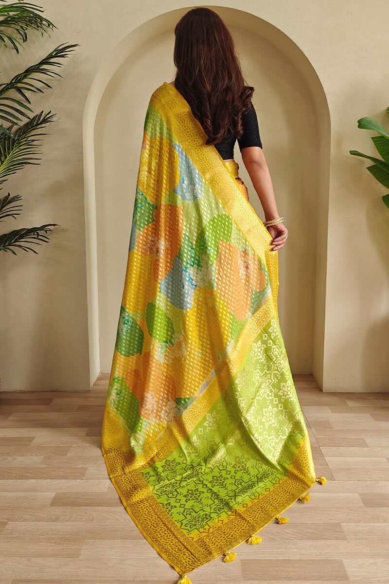 Lissome Multicolor Digital Printed Georgette Saree With Fancifull Blouse Piece
