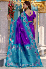 Panache Purple Soft Banarasi Silk Saree With Resplendent Blouse Piece