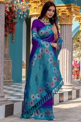 Panache Purple Soft Banarasi Silk Saree With Resplendent Blouse Piece