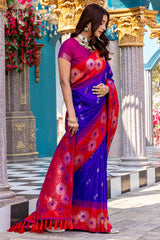 Mellifluous Royal Blue Soft Banarasi Silk Saree With Effervescent Blouse Piece