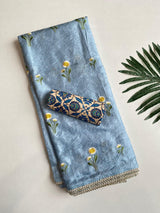 Bewitching Grey Embroidery Work Crush Silk Saree With Smashing Blouse Piece