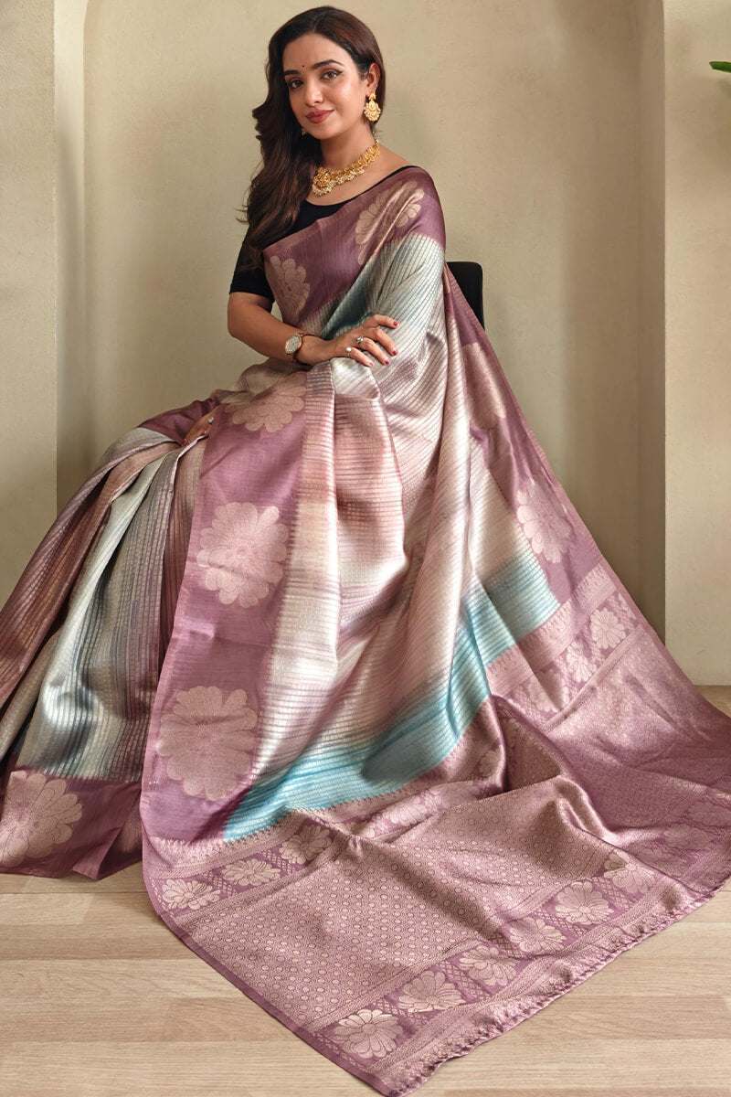 Desirable Brown Soft Banarasi Silk Saree With Glorious Blouse Piece