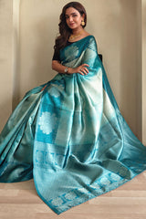 Panache Rama Soft Banarasi Silk Saree With Glamorous Blouse Piece