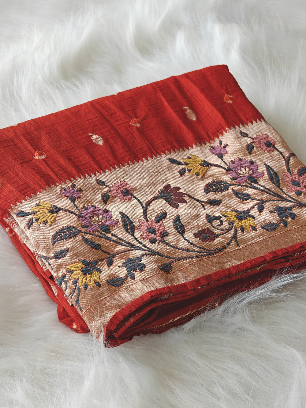 Incomparable Orange Paithani Silk Saree With Vibrant Blouse Piece