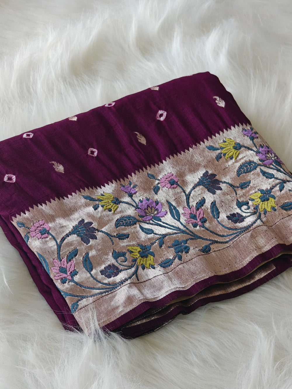 Gorgeous Wine Paithani Silk Saree With Skinny Blouse Piece