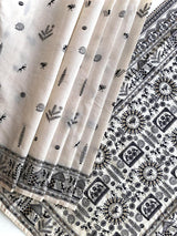 Beguiling Off White Embroidery Work Tussar Silk Saree With Glamorous Blouse Piece